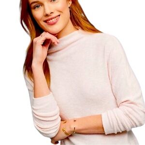 NEW Anthropologie Eri & Ali Pink Holdrege Ribbed Mockneck Pullover
